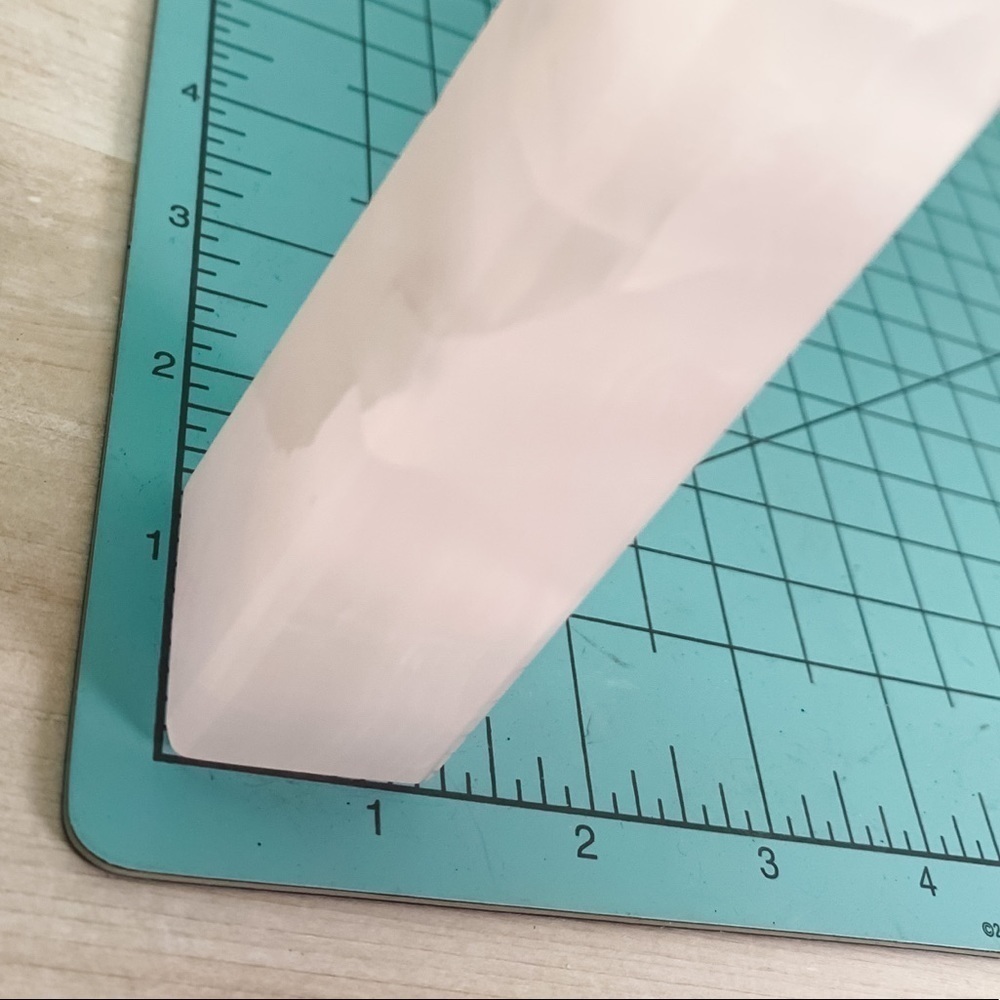 Calcite Point Pink  (rose quartz color) GLOWS 5x1” - Picture 4 of 4